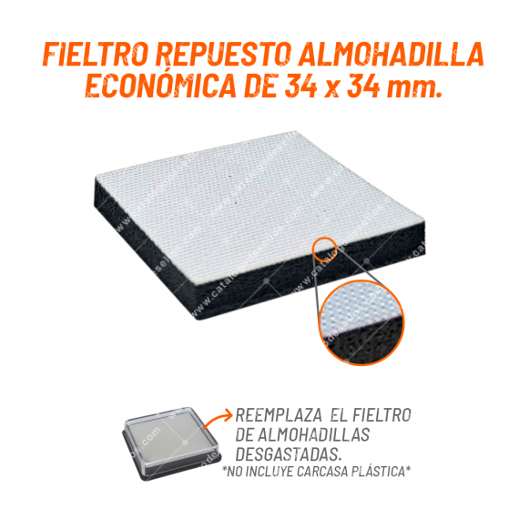 Fieltro Repuesto Almohadilla Económica de 34 x 34mm