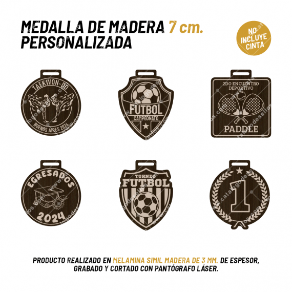 Medalla 7cm Madera Personalizada