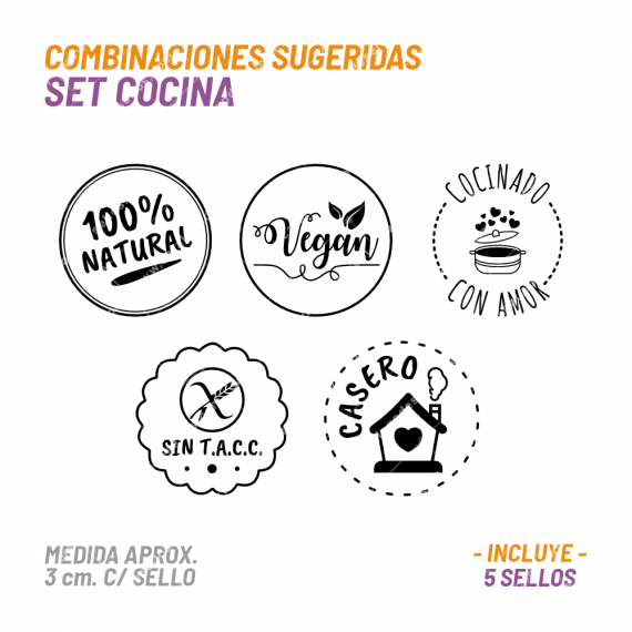 Set 5 Sellos Buho Cocina 1