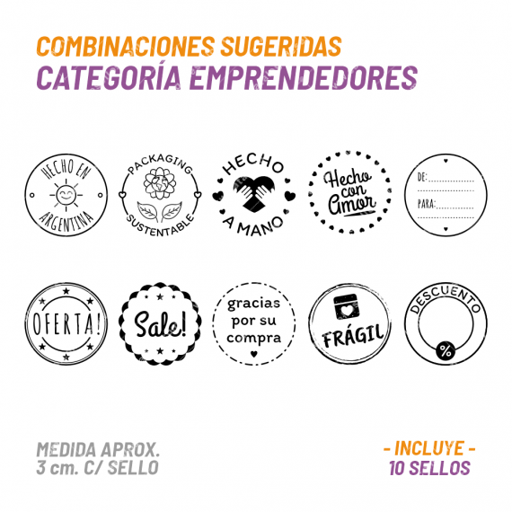 Set 10 Sellos Buho Emprendedores