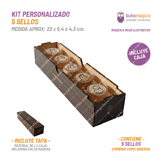 Kit Caja 5 Sellos Personalizada