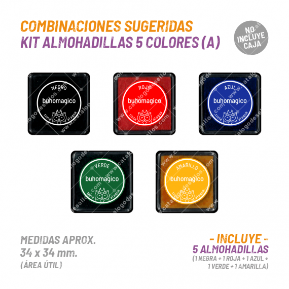 Kit Almohadillas 5 Colores (A) BuhoMagico