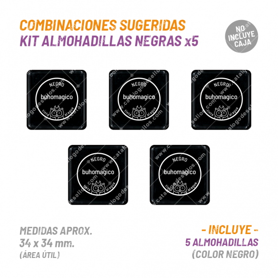 Kit Almohadillas Negras x5 BuhoMagico