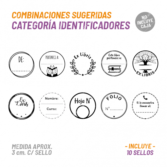 Kit 10 Sellos Identificadores BuhoMagico