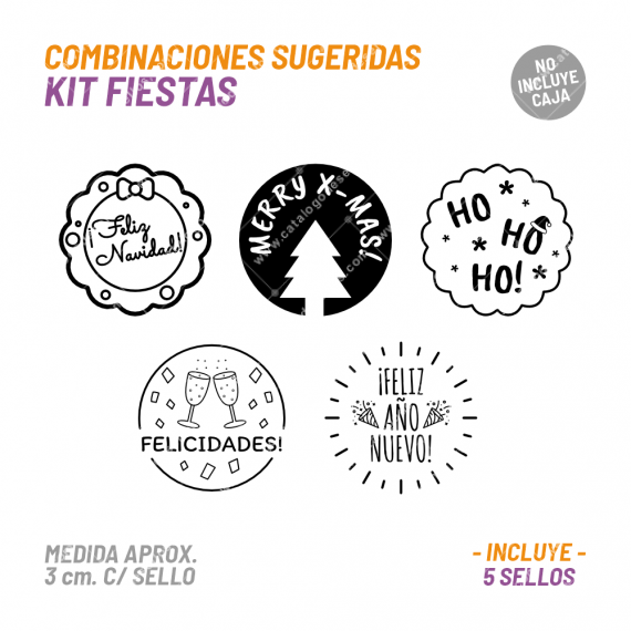 Kit 5 Sellos Fiestas BuhoMagico