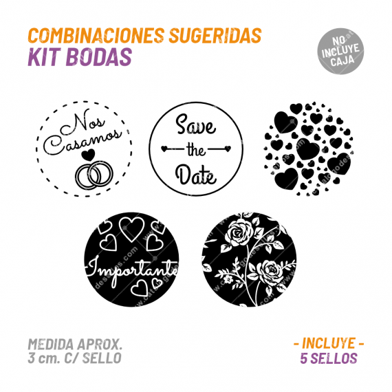 Kit 5 Sellos Bodas BuhoMagico